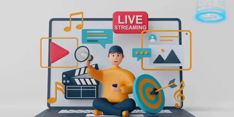 Illustration of digital platform with live streaming and media elements