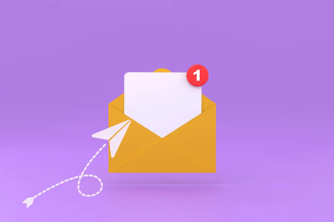 New message notification on an email envelope, symbolizing newsletter signup.
